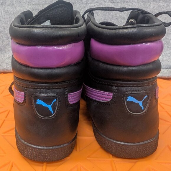 PUMA Sneakers High Top purple black leather retro classic vintage lace up size 8 - Picture 5 of 12